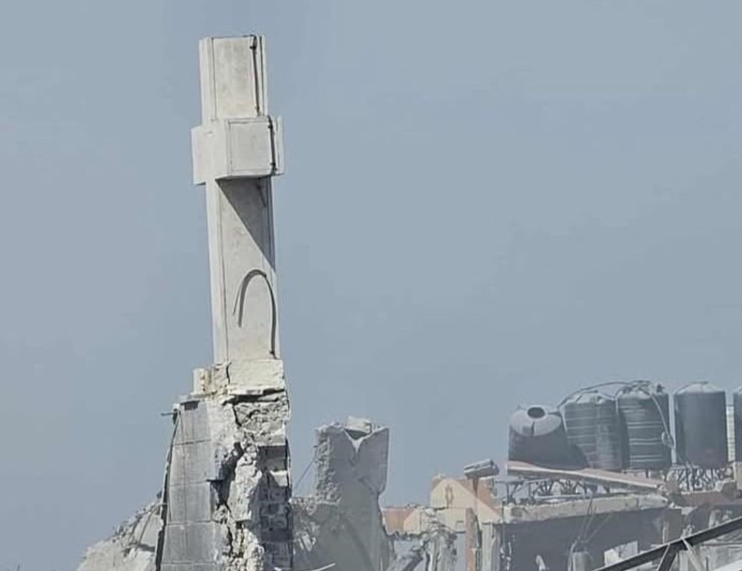 Katolícky Kostol Svätej rodiny v meste Gaza po bombardovaní IDF 17. júla 2025. Foto: Palestian Christians/FB