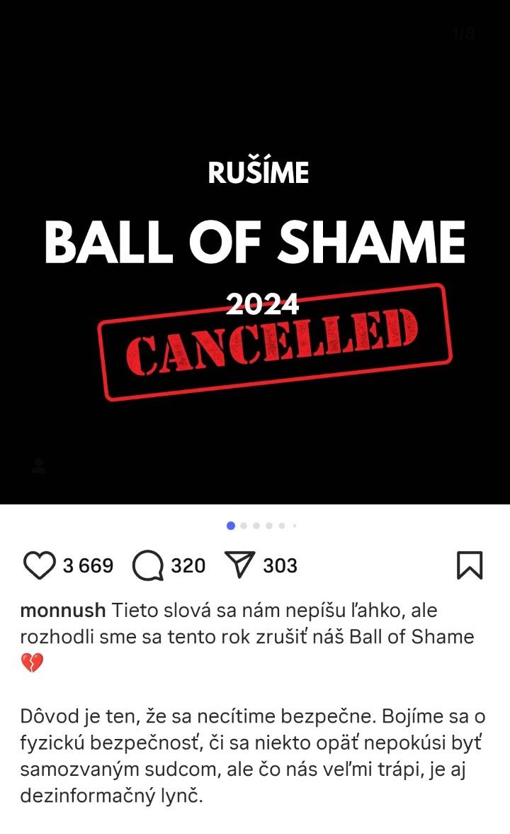 Zrušené podujatie Ball of Shame 2024. Zdroj: reprofoto Instagram